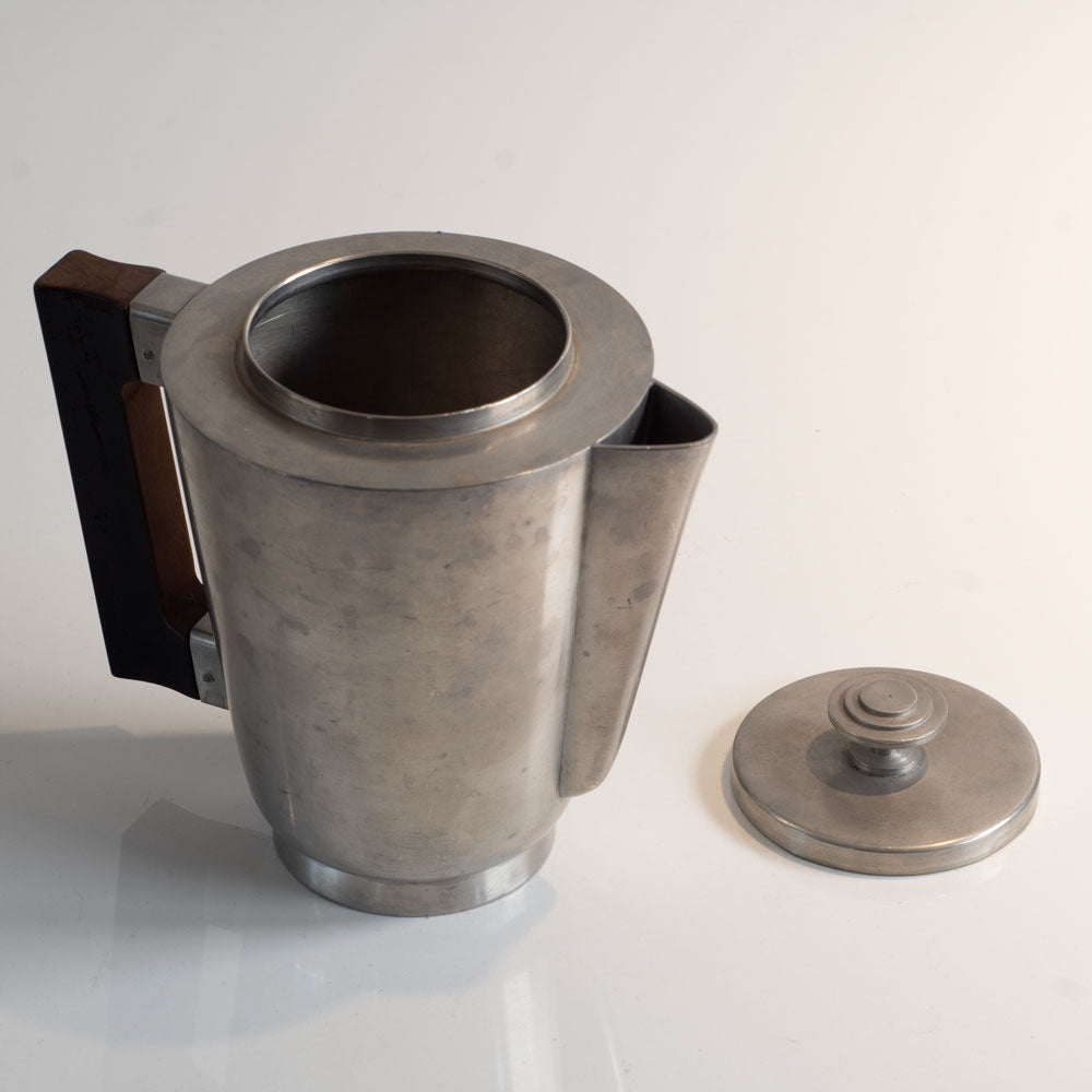 GAB Tenn, Sweden, pewter tea pot with wooden handle L3863
