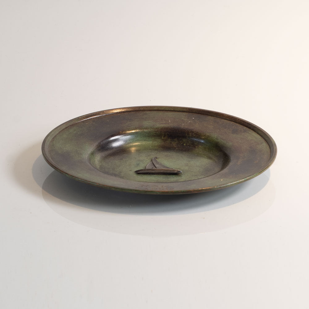 Swedish, bronze dish with ship motif L3552