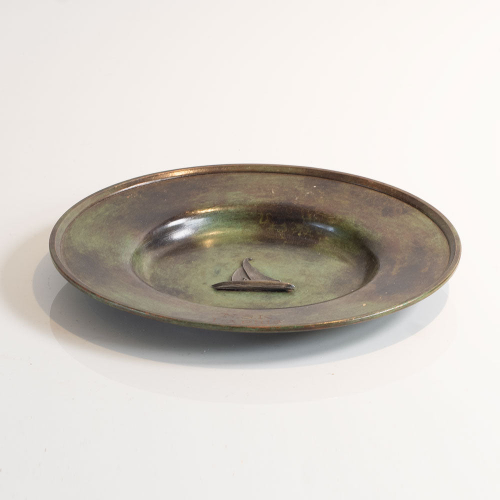 Swedish, bronze dish with ship motif L3552
