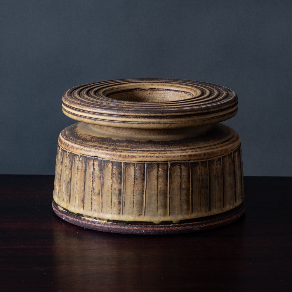 Wilhelm Kåge for Gustavsberg, Sweden, unique large stoneware "Farsta" vase with brown glaze  J1044