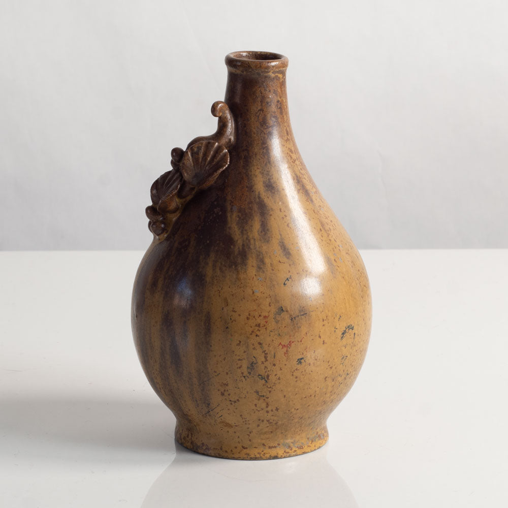 Arne Bang, own studio, Denmark, stoneware vase with brown glaze and berry decoration M4239