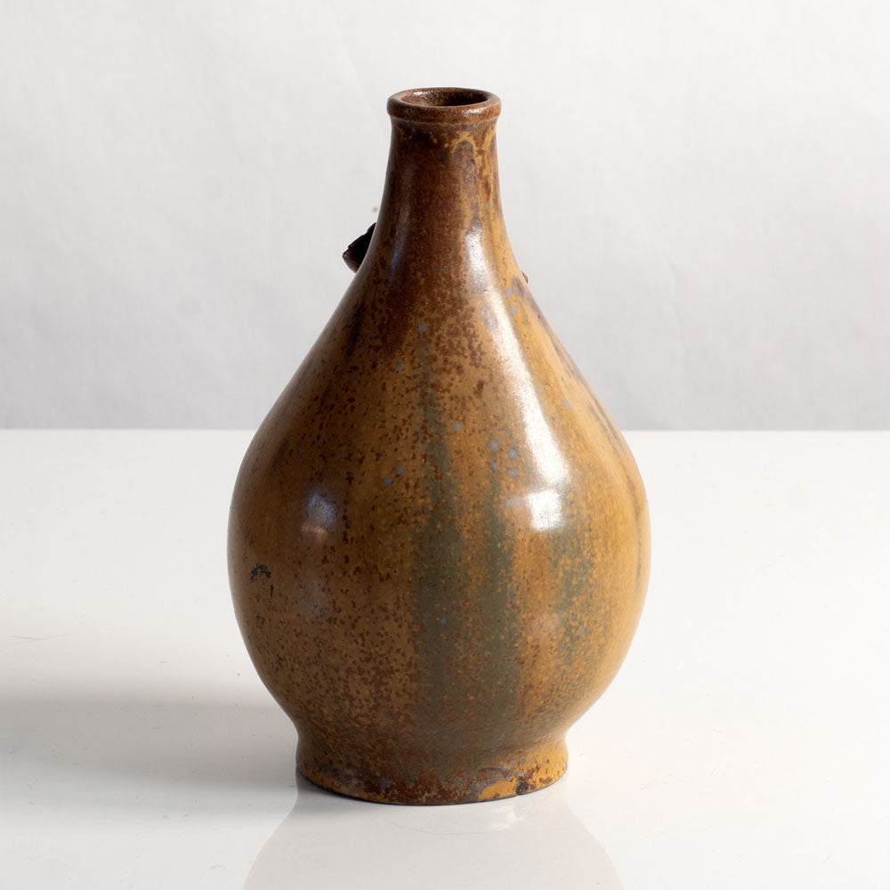 Arne Bang, own studio, Denmark, stoneware vase with brown glaze and berry decoration M4239