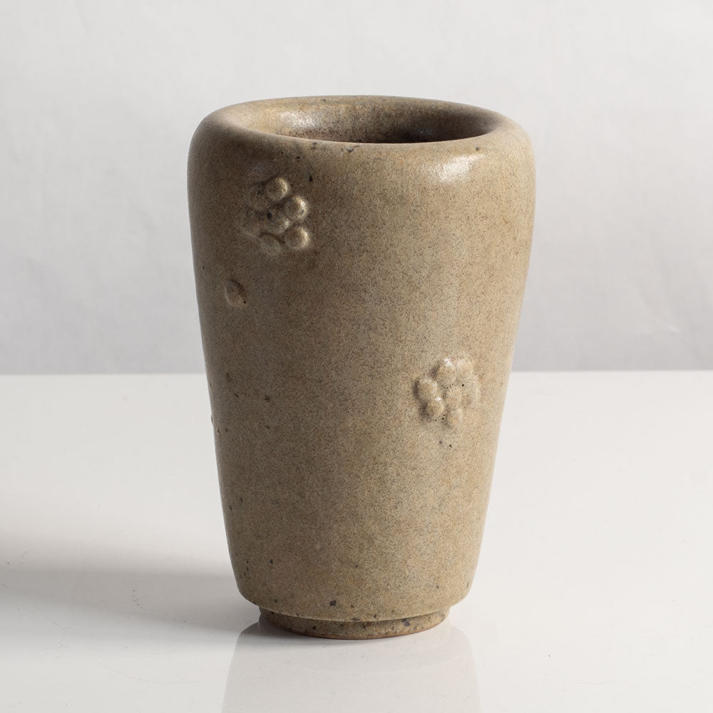 Arne Bang, own studio, Denmark, stoneware vase with beige glaze and rosettes M4240