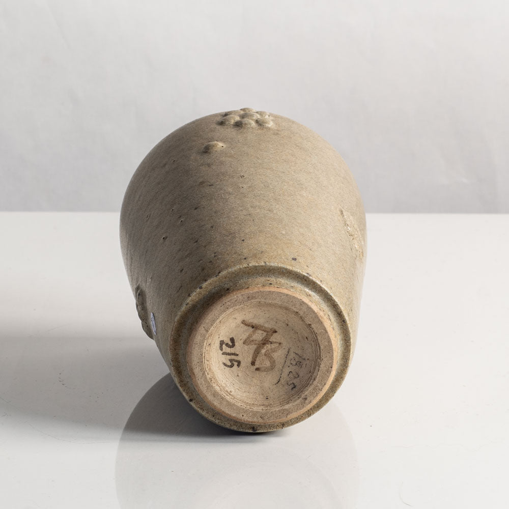 Arne Bang, own studio, Denmark, stoneware vase with beige glaze and rosettes M4240