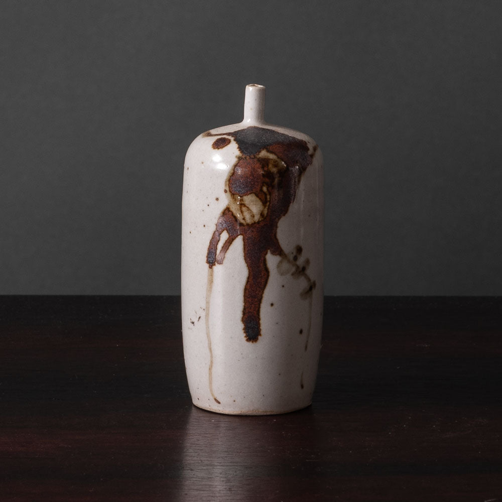 Claes Thell, Sweden, unique brown and white porcelain vase K2505