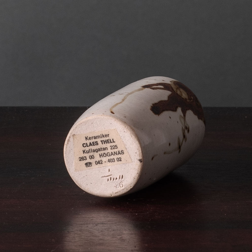 Claes Thell, Sweden, unique brown and white porcelain vase K2505