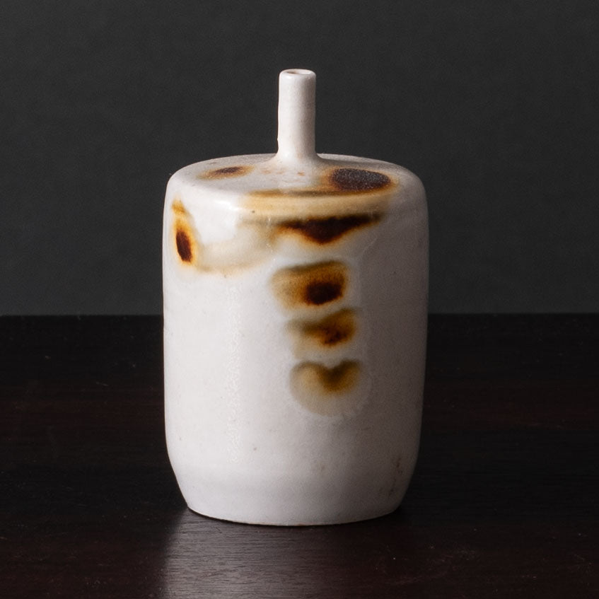 Claes Thell, Sweden, unique brown and white porcelain vase K2506