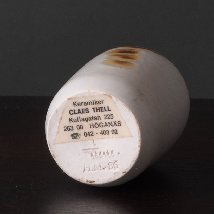 Claes Thell, Sweden, unique brown and white porcelain vase K2506