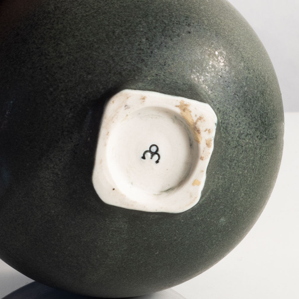 Otto Meier, Germany, unique ceramic vase with green and white matte glaze L3741