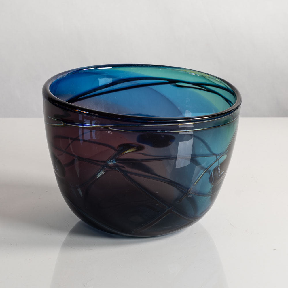 Eva Englund, Muraya Studio, Sweden, blue, green and purple glass vase M4168
