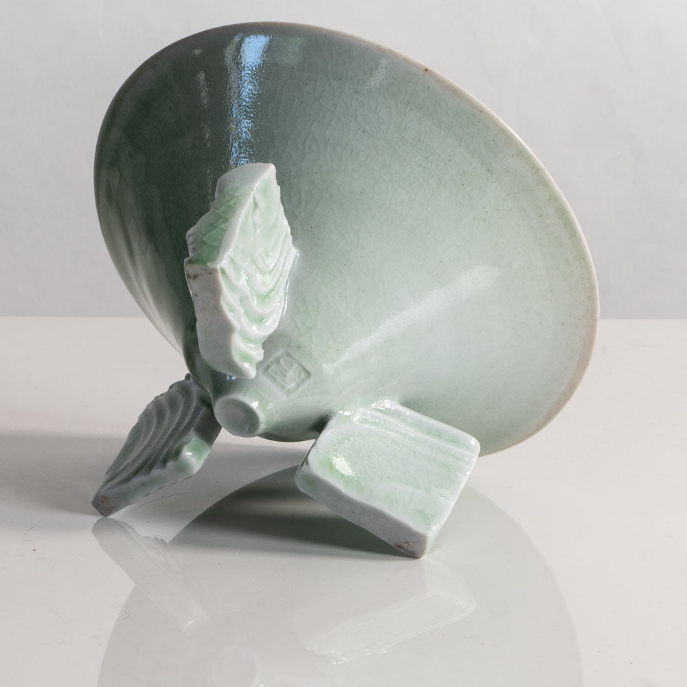 Colin Pearson, UK, unique stoneware bowl with celadon and oxblood glaze M4096