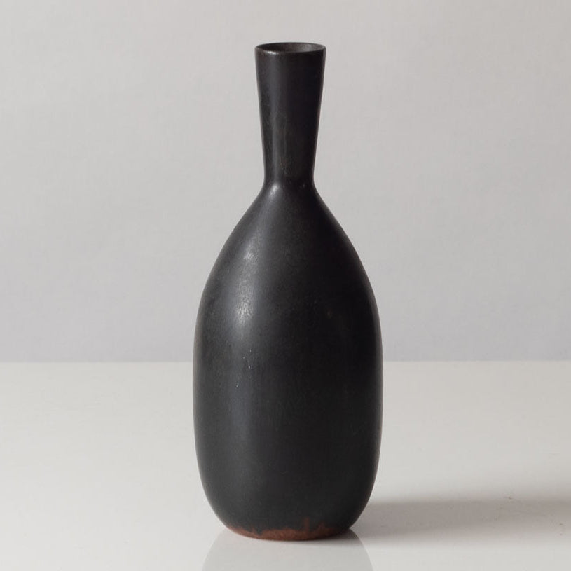 Group of five small dark brown vases by Carl Harry Stålhane for Rörstrand, Sweden