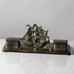 Just Andersen for GAB, Sweden, bronze double inkwell desk tray with ship figure K2762