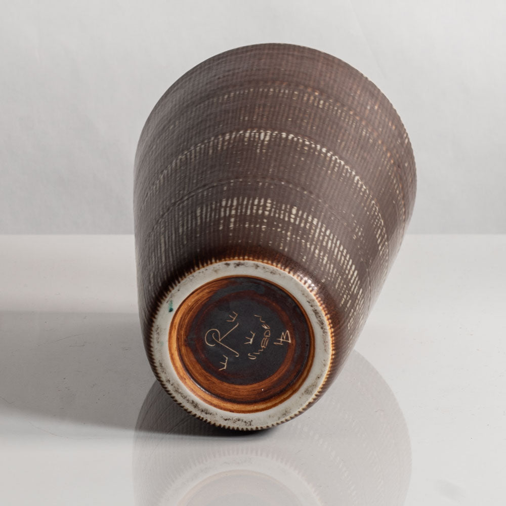 Hertha Bengtsson for Rörstrand, stoneware vase with striated brown glaze L3243