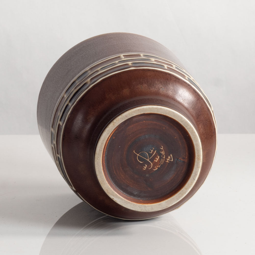 Hertha Bengtsson for Rörstrand, stoneware vase with brown haresfur glaze M4209
