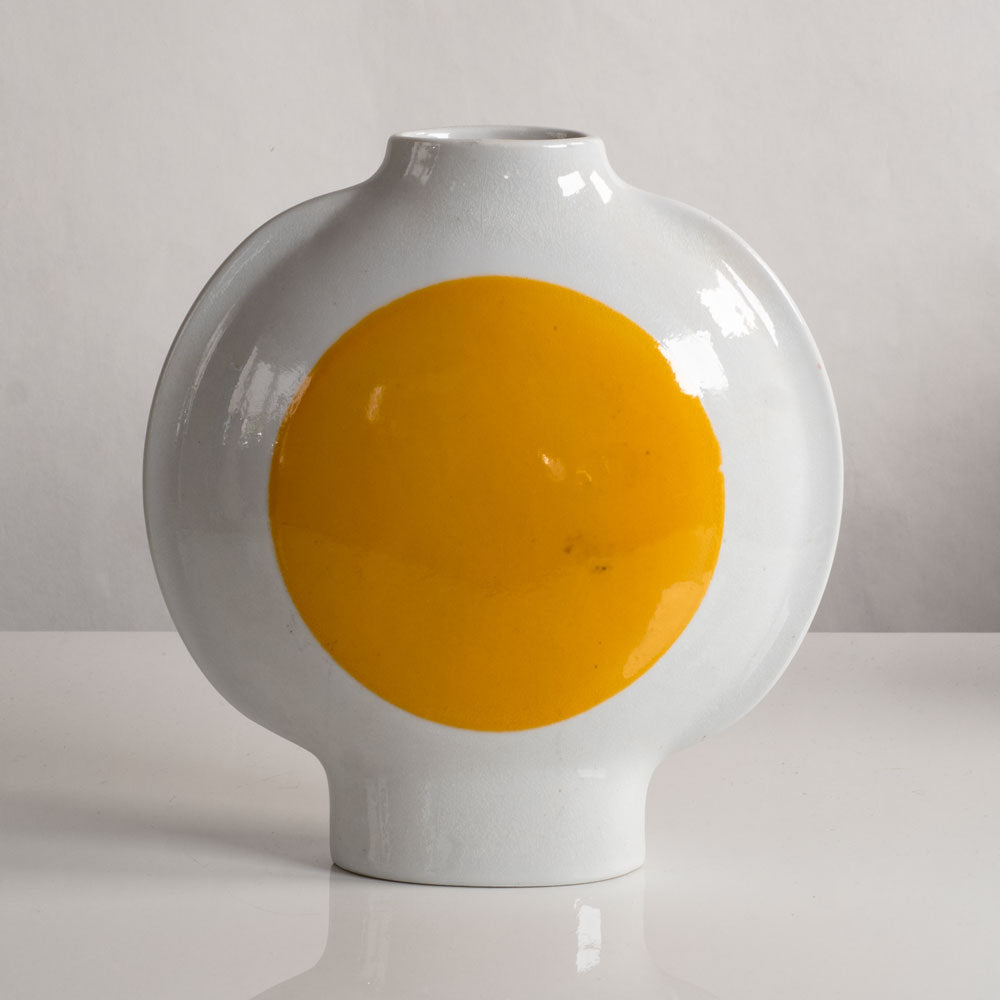 Inger Persson for Rorstrand, Sweden, stoneware vase with glossy white and yellow glaze M4056