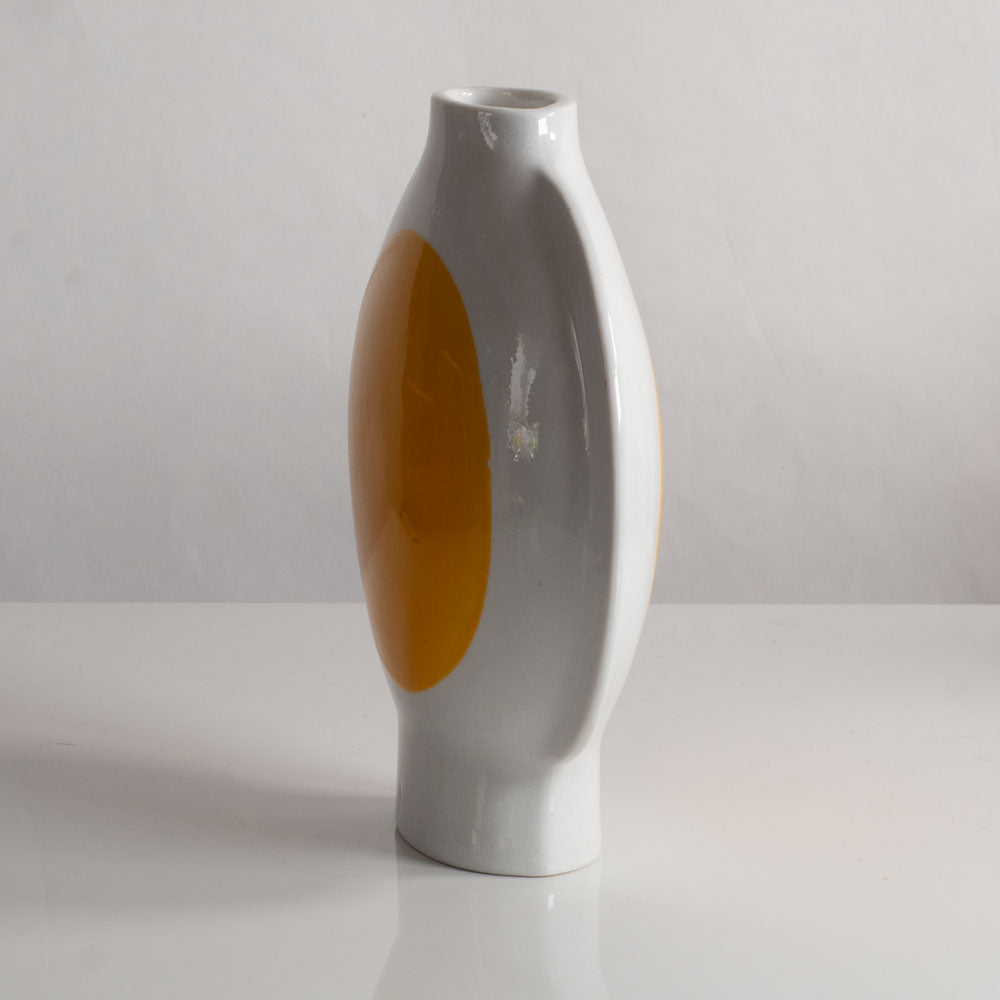 Inger Persson for Rorstrand, Sweden, stoneware vase with glossy white and yellow glaze M4056