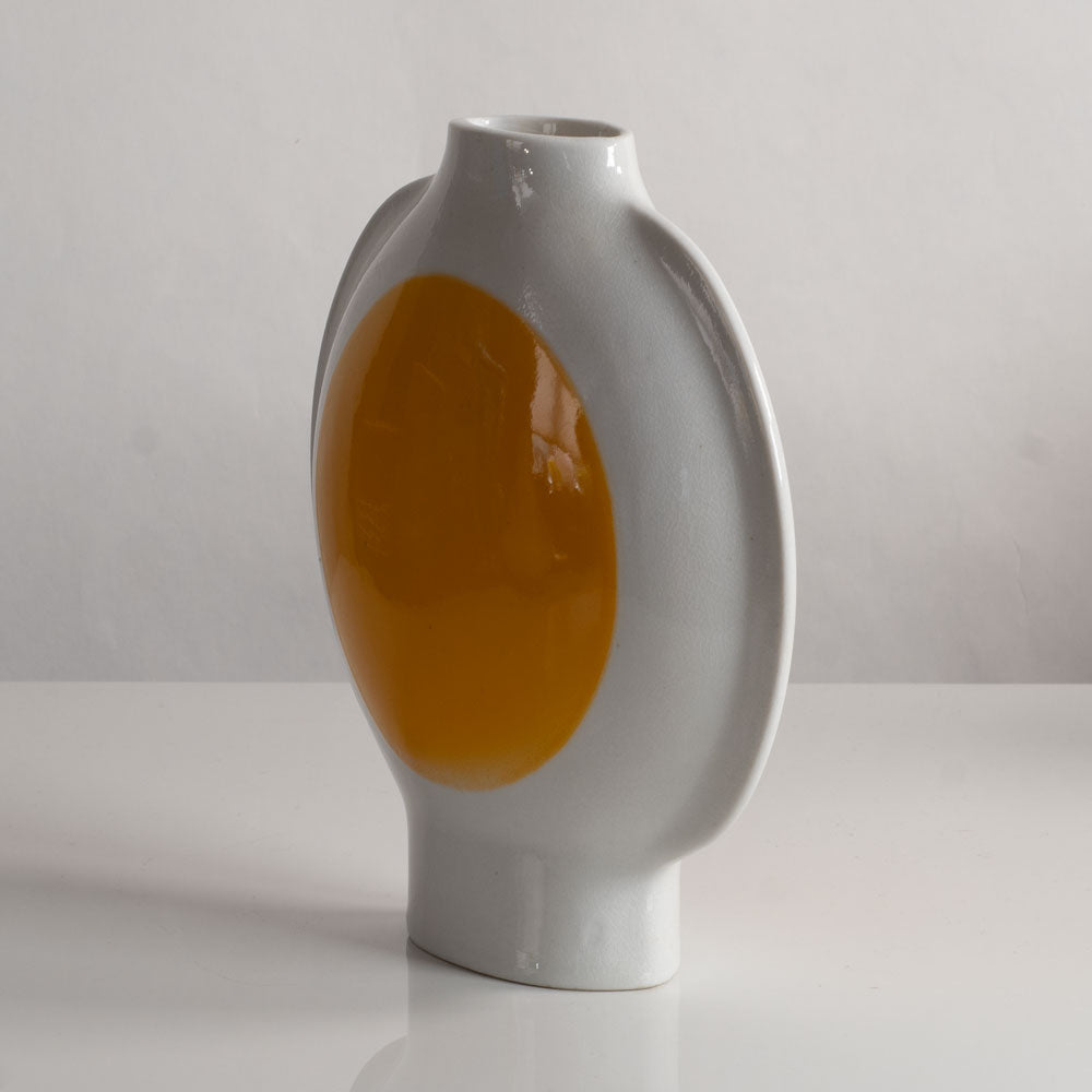 Inger Persson for Rorstrand, Sweden, stoneware vase with glossy white and yellow glaze M4056