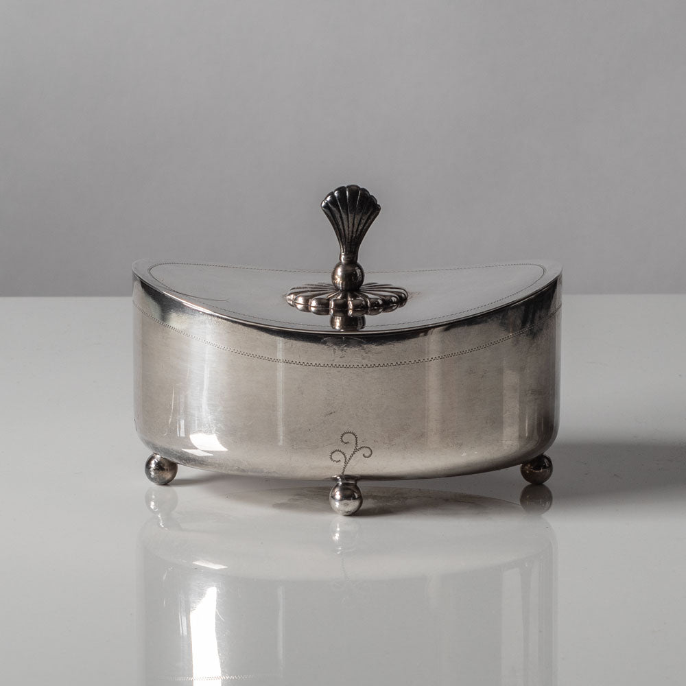 CG Hallberg, Sweden, "Nickel Silver" lidded jar L3003