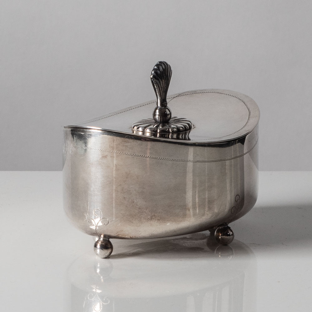 CG Hallberg, Sweden, "Nickel Silver" lidded jar L3003
