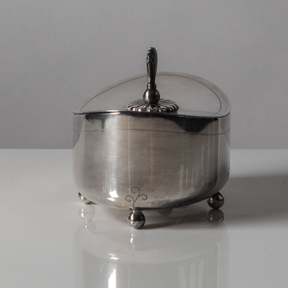CG Hallberg, Sweden, "Nickel Silver" lidded jar L3003