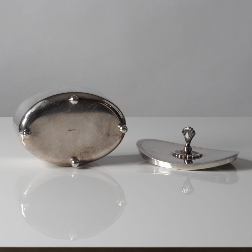 CG Hallberg, Sweden, "Nickel Silver" lidded jar L3003