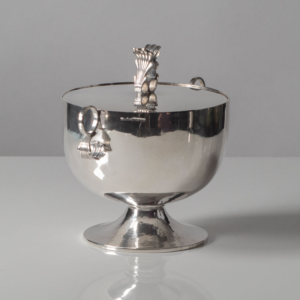 Carl Hoff, Sweden, silver lidded bowl with decorative handles L3143