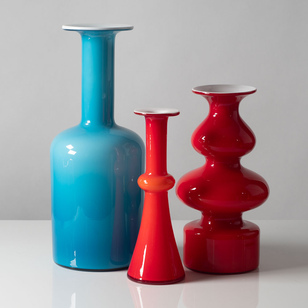 Group Carnaby vases by Per Lutken and Otto Brauer for Holmegaard, Denmark