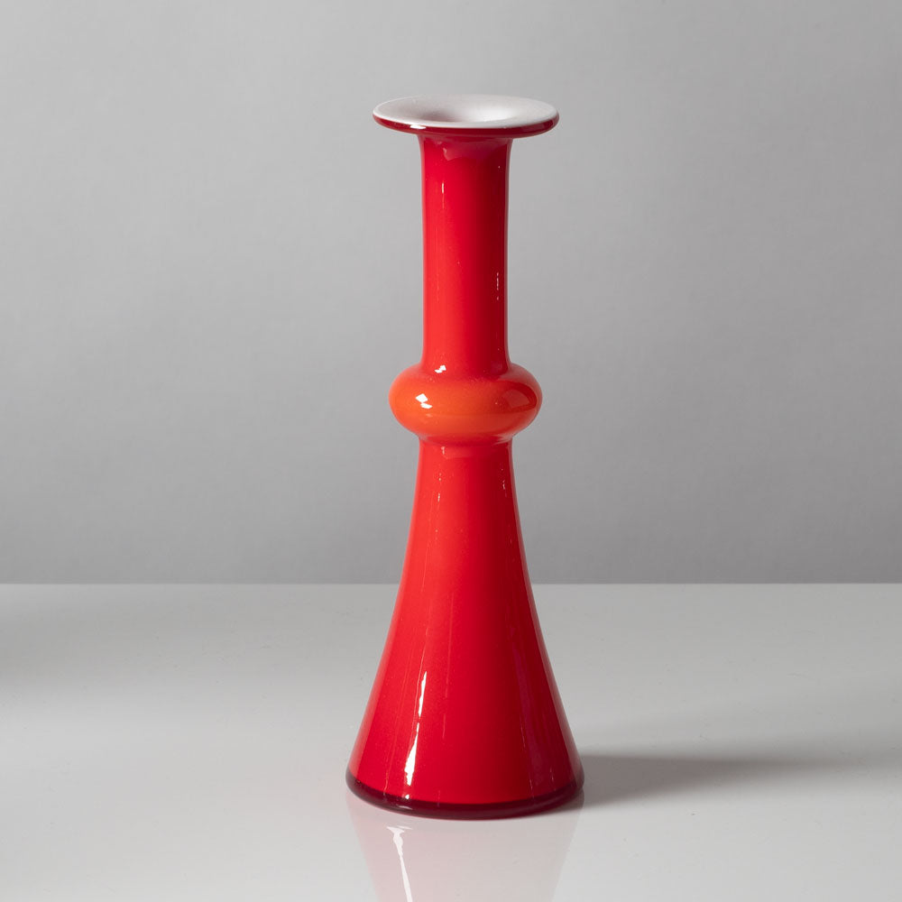 Per Lutken for Holmegaard, Denmark "Carnaby" candlestick vase in red and white J1449