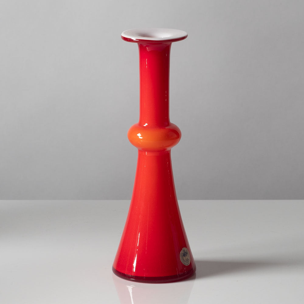 Per Lutken for Holmegaard, Denmark "Carnaby" candlestick vase in red and white J1449