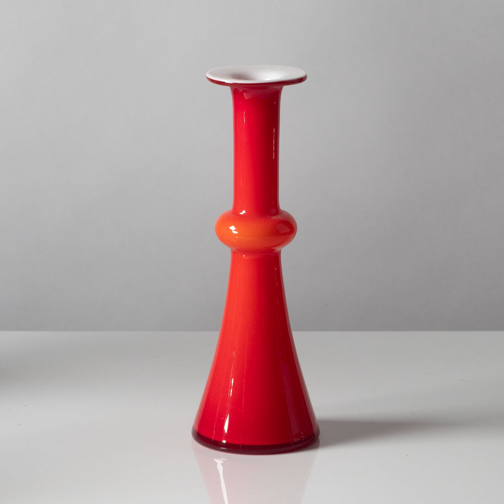 Per Lutken for Holmegaard, Denmark "Carnaby" candlestick vase in red and white J1449
