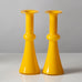 Per Lutken for Holmegaard, Denmark, pair of  "Carnaby" candlestick vases in yellow K2555 and 2556