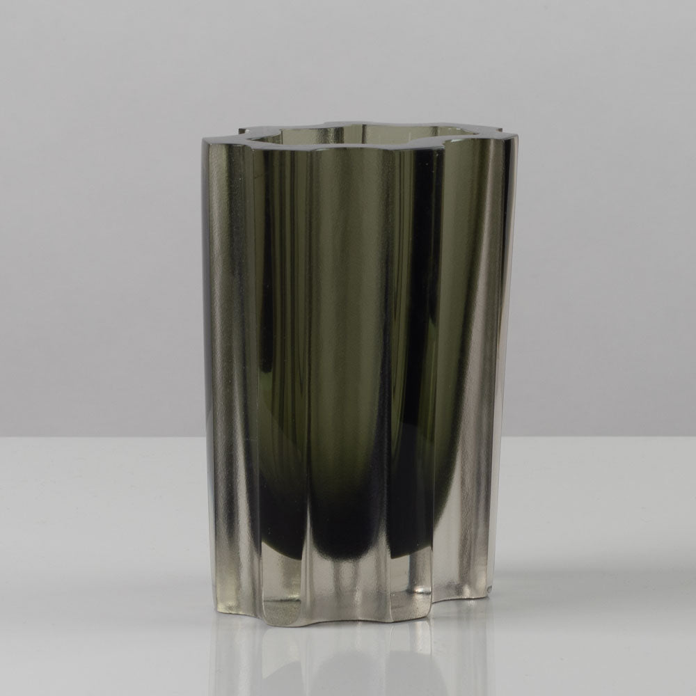 Tapio Wirkkala for Iittala, Finland, gray frosted glass vase L3148
