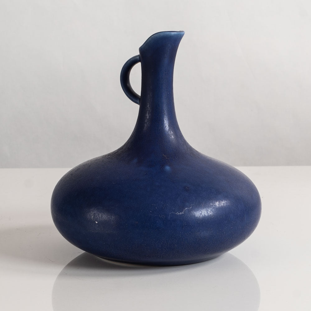 Carl Harry Stålhane for Rörstrand, Sweden, stoneware pitcher with blue haresfur glaze M4045