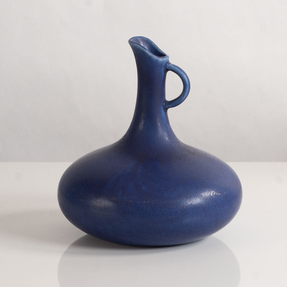 Carl Harry Stålhane for Rörstrand, Sweden, stoneware pitcher with blue haresfur glaze M4045