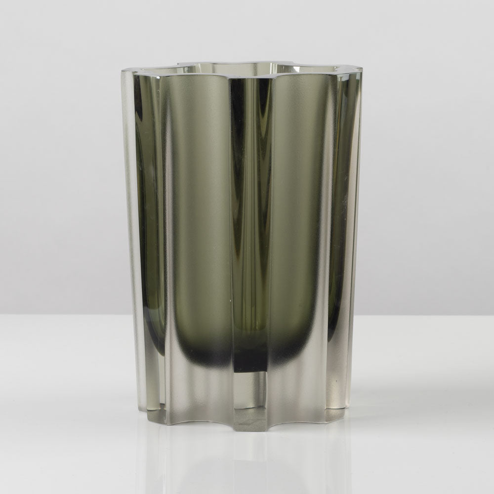 Tapio Wirkkala for Iittala, Finland, large gray frosted glass vase L3146