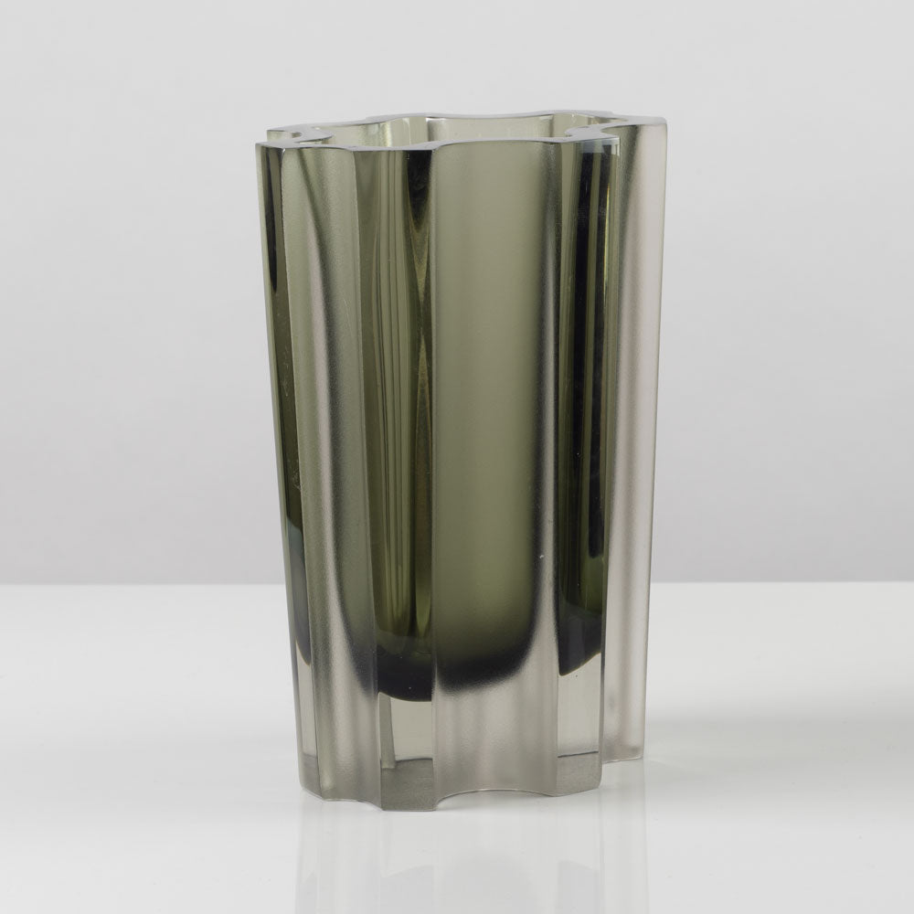 Tapio Wirkkala for Iittala, Finland, large gray frosted glass vase L3146