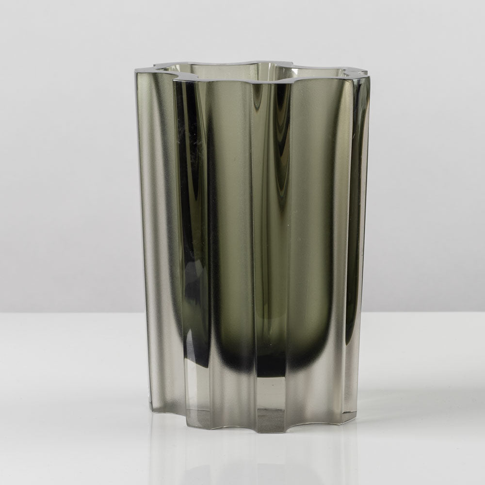 Tapio Wirkkala for Iittala, Finland, large gray frosted glass vase L3146