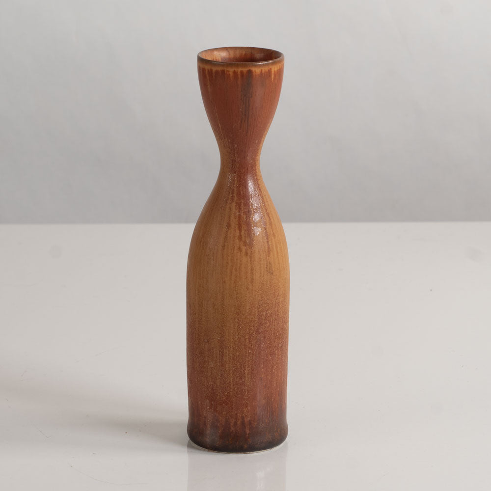 Carl Harry Stålhane for Rörstrand, Sweden, stoneware vase with orange haresfur matte glaze M4069
