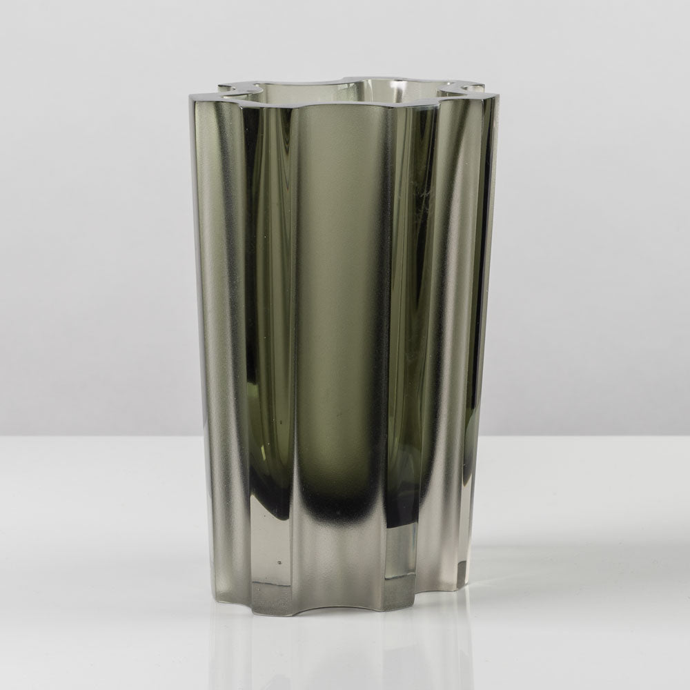 Tapio Wirkkala for Iittala, Finland, large gray frosted glass vase L3146