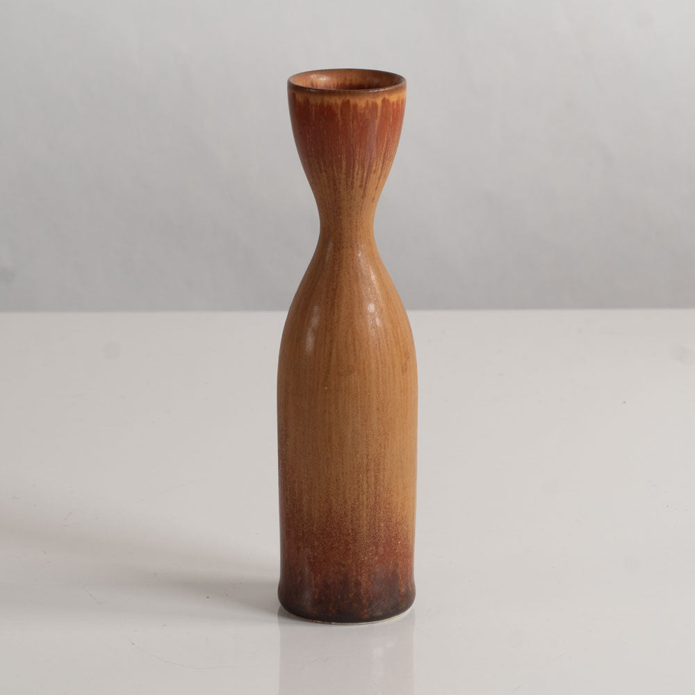 Carl Harry Stålhane for Rörstrand, Sweden, stoneware vase with orange haresfur matte glaze M4069