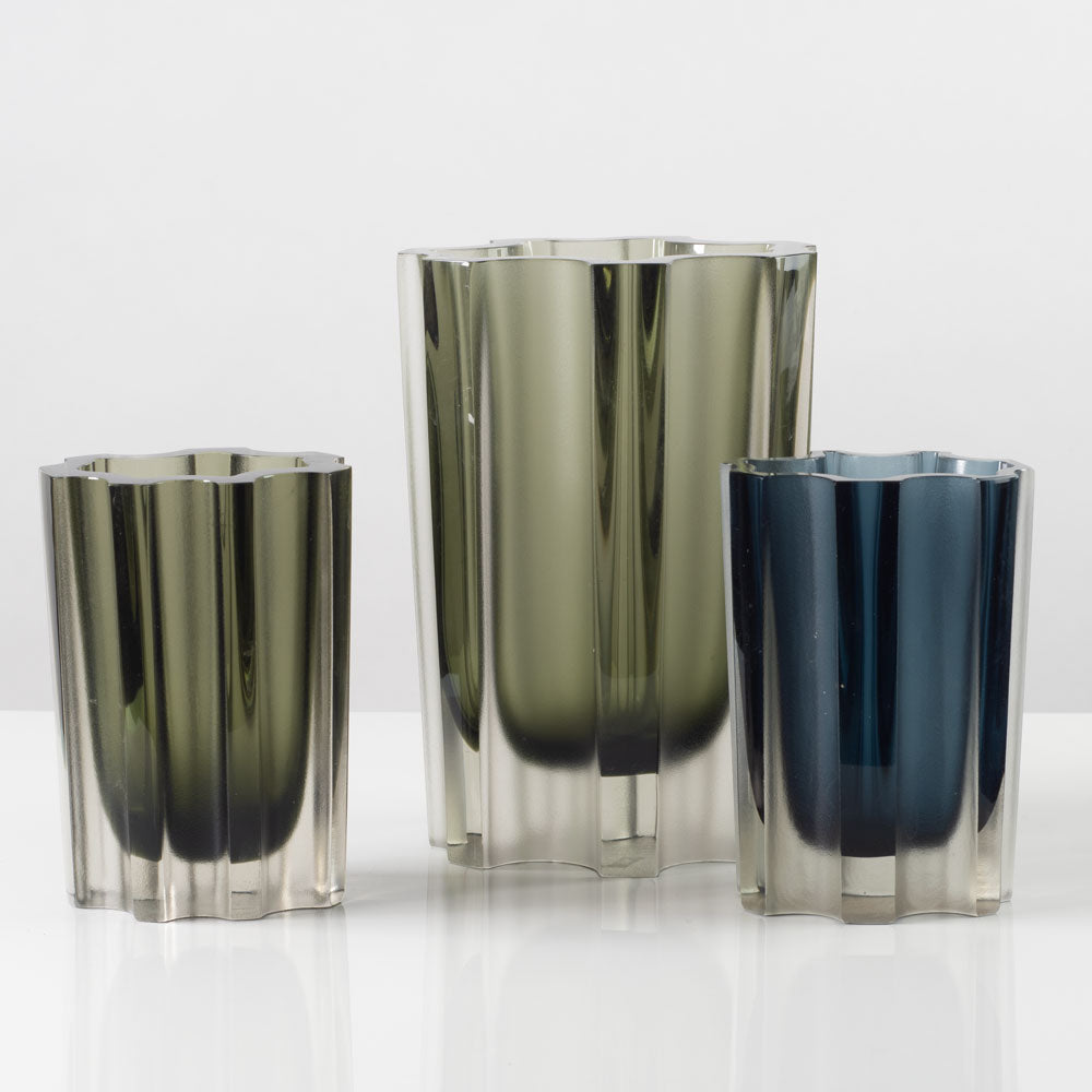 Three frosted glass vases by Tapio Wirkkala for Iittala, Finland