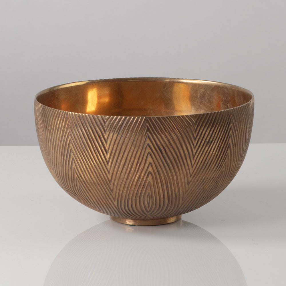Axel Salto for Royal Copenhagen, Denmark, bronze bowl with fluted line pattern L3119