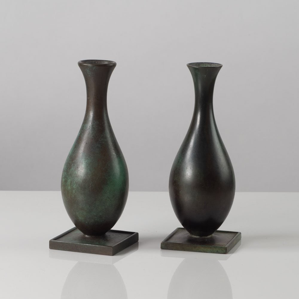 Just Andersen for GAB, Sweden, pair of bronze vases L3190 and L3195