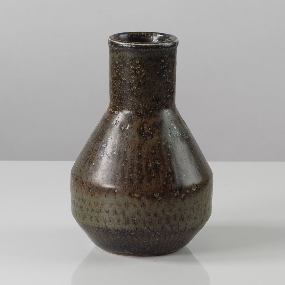 Carl Harry Stålhane for Rörstrand, Sweden, unique stoneware vase with brown and green glaze L3134