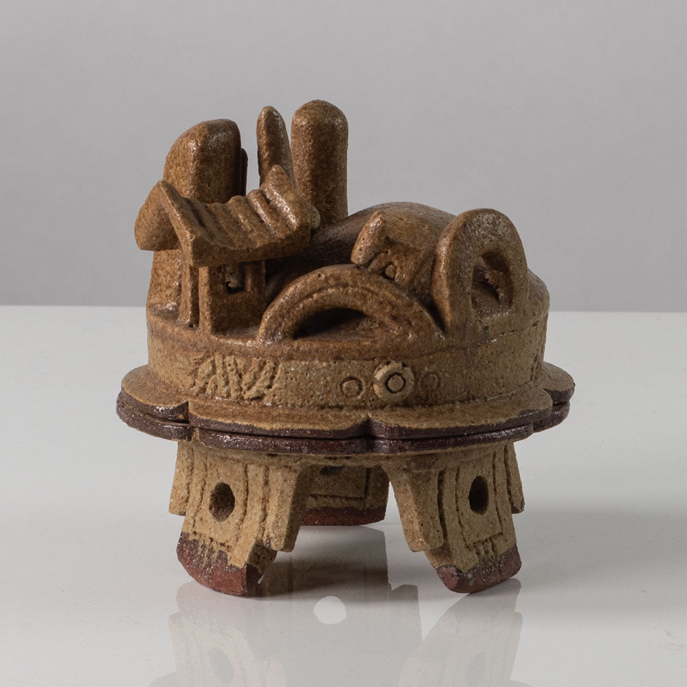 Ian Godfrey, UK, unique stoneware lidded sculptural vessel K2175