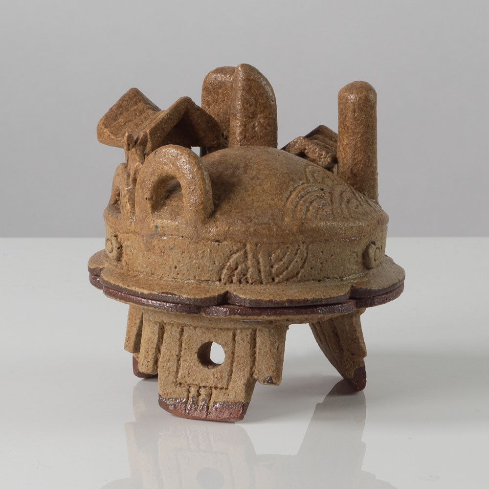 Ian Godfrey, UK, unique stoneware lidded sculptural vessel K2175