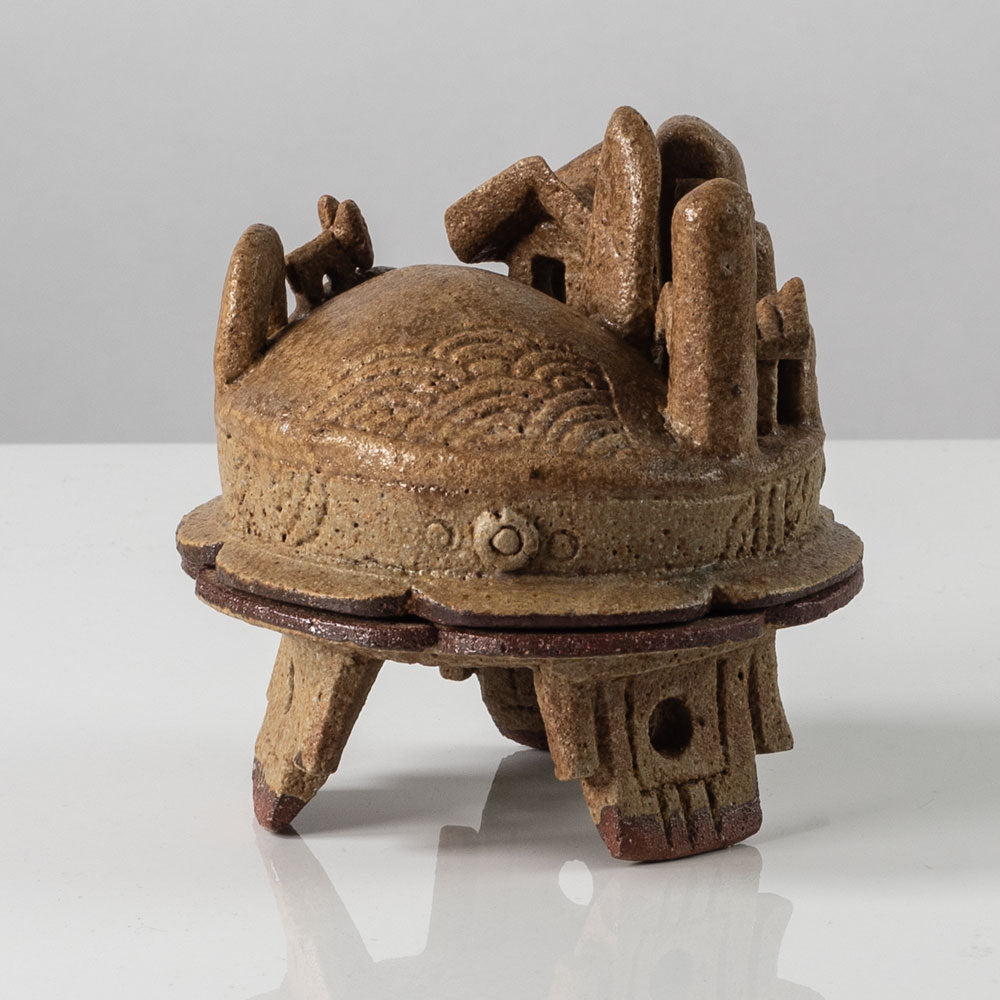 Ian Godfrey, UK, unique stoneware lidded sculptural vessel K2175