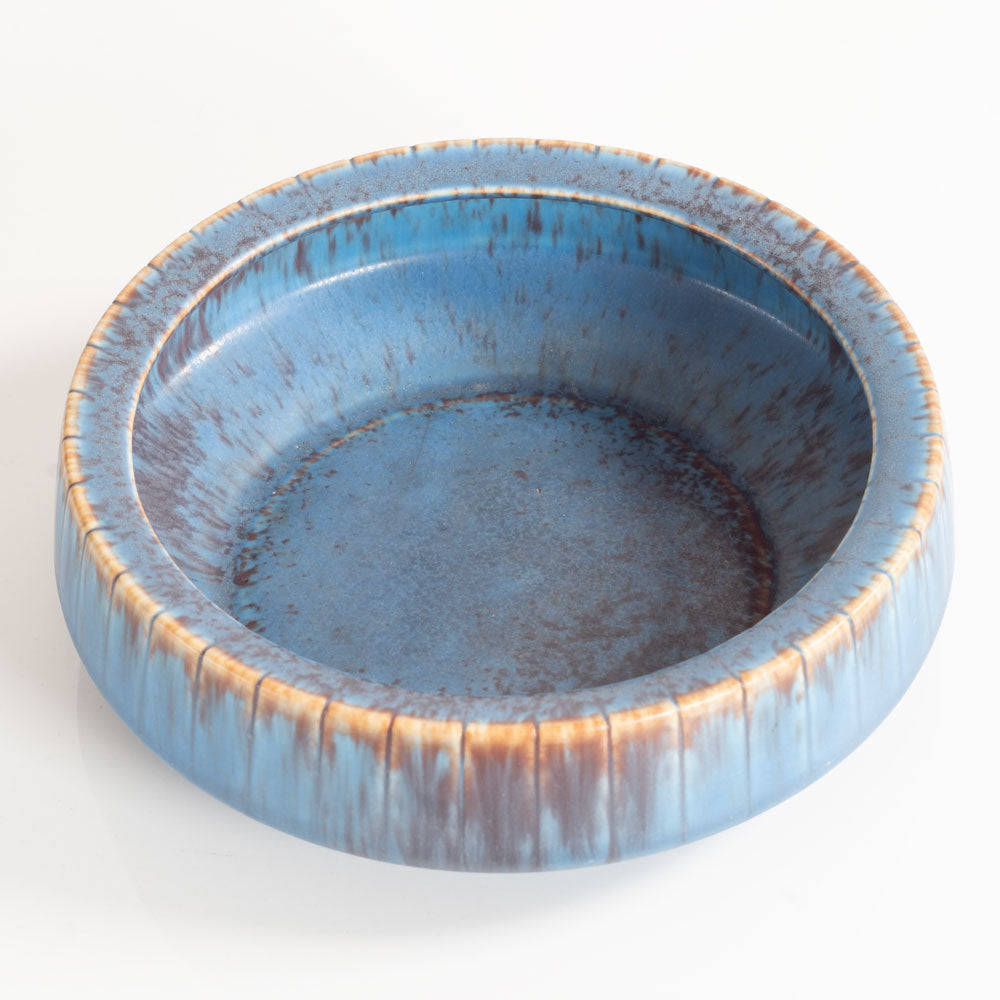 Gunnar Nylund for Rörstrand, Sweden, ceramic bowl with blue and brown glaze M4142