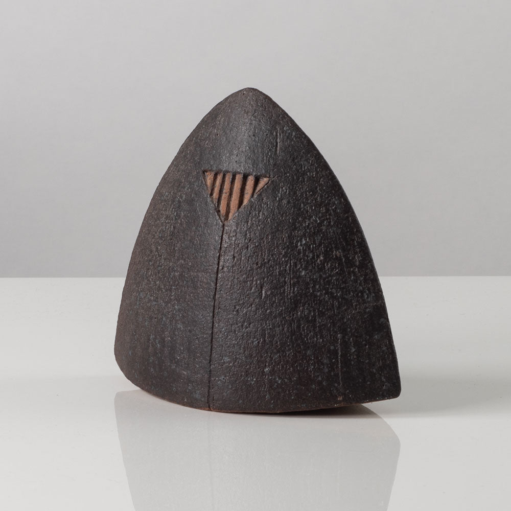 Antje Wiewinner, Germany, unique stoneware triangular form with brown glaze K2809